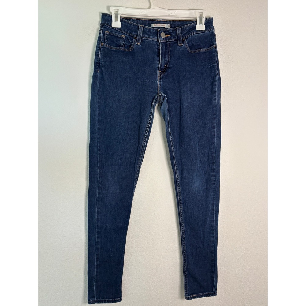 Levis 535 Super Skinny Jeans Dark Wash Denim Size 29 Womens Mid Rise Stretch